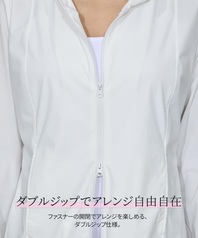 ラッシュガード レディース 大きい胸専用 ロング丈ダブルジップ UV、 接触冷感 速乾 指穴付 夏 かわいい おしゃれ | LL | ニッセン nissen