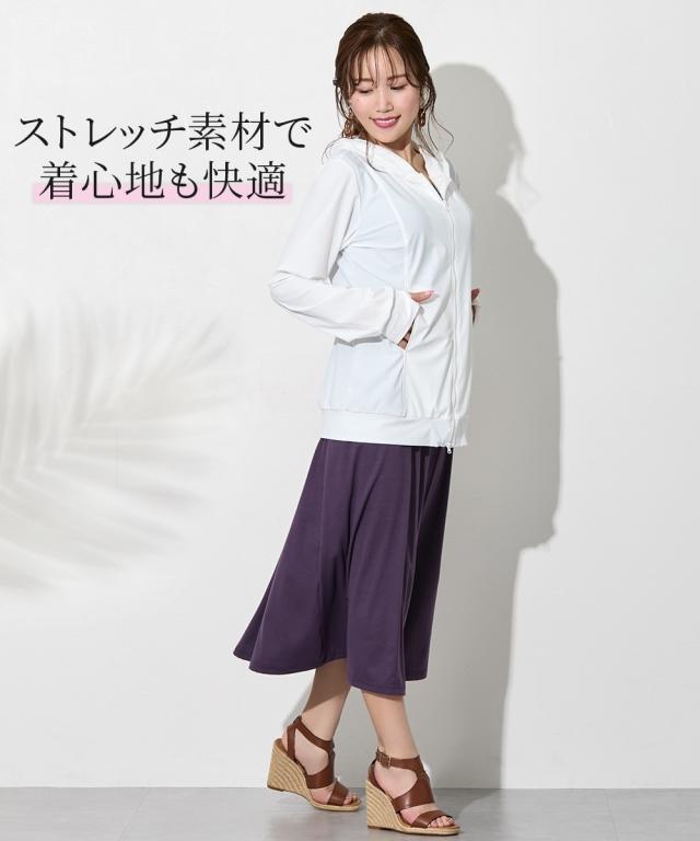 ラッシュガード レディース 大きい胸専用 ロング丈ダブルジップ UV、 接触冷感 速乾 指穴付 夏 かわいい おしゃれ | LL | ニッセン nissen