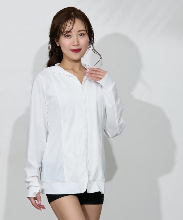 ラッシュガード レディース 大きい胸専用 ロング丈ダブルジップ UV、 接触冷感 速乾 指穴付 夏 かわいい おしゃれ | LL | ニッセン nissen