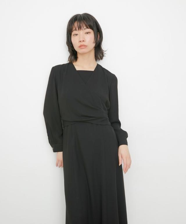 喪服 礼服 ブラックフォーマル レディース 日本製生地使用 洗える防しわカシュクール風 デザイン ワンピース 有 〔Neina〕 春 夏 秋 冬 | M/L | ニッセン nissen_15