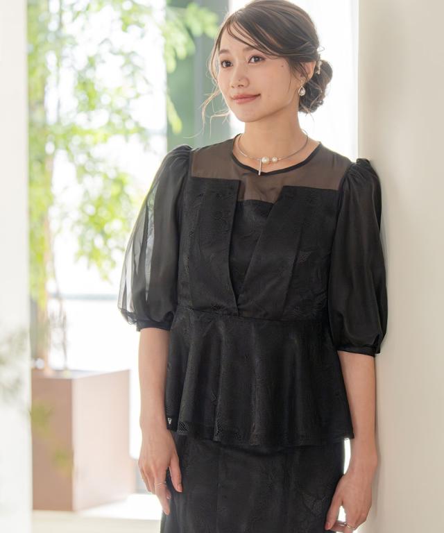 パーティドレス レディース 結婚式 パーティー ドレス ビスチェ風ペプラム デザイン ブラウス ＋フレア スカート 春 夏 秋 冬 二次会 | M/L | ニッセン nissen_9
