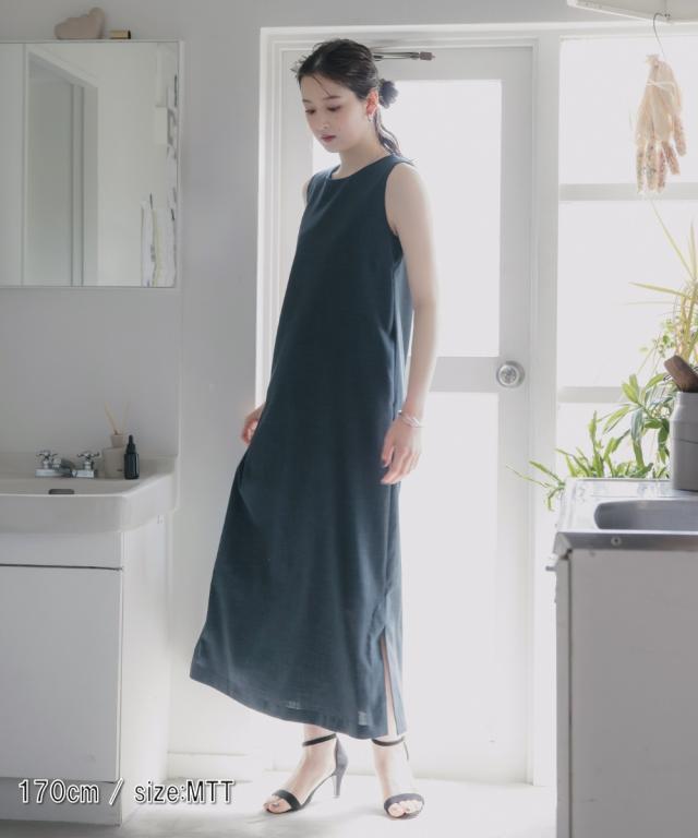 衣装 ロング マキシ トール大きさ レディース 高身たけ リネン ライク ノースリーブ セットアップ相応う Essenave 夏 | LL/3L/4L/5L | ニッセン nissen