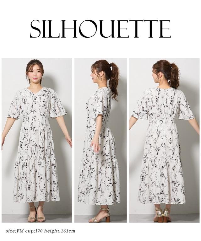 ワンピース ロング マキシ レディース 大きい胸専用 花柄袖スリット 半袖 ポケット付 夏 ひざ下 | LL | ニッセン nissen_4