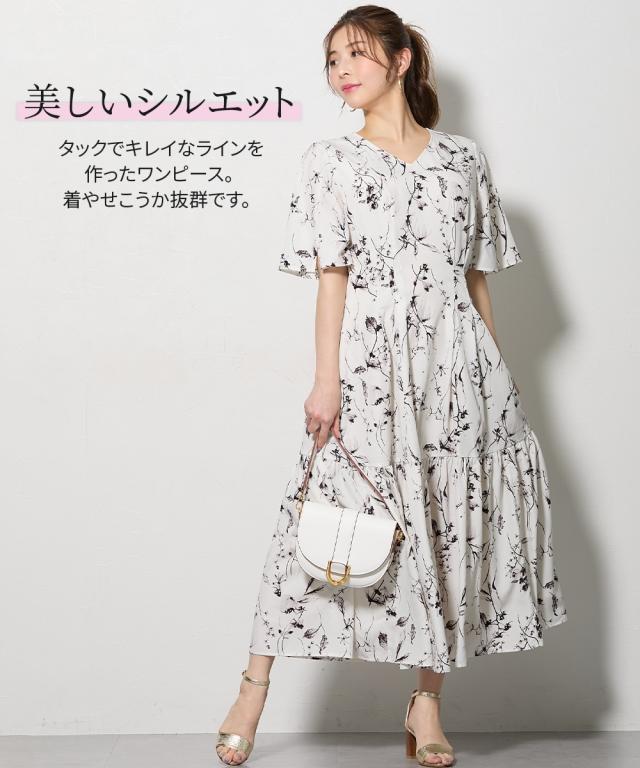ワンピース ロング マキシ レディース 大きい胸専用 花柄袖スリット 半袖 ポケット付 夏 ひざ下 | LL | ニッセン nissen_7