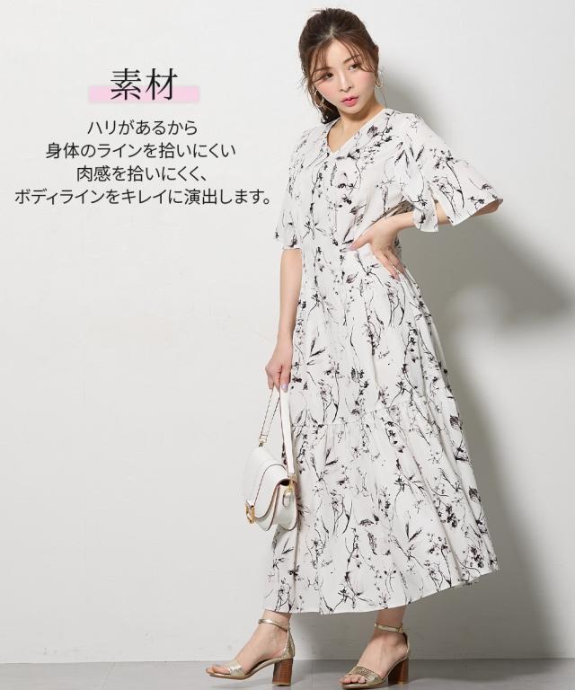 ワンピース ロング マキシ レディース 大きい胸専用 花柄袖スリット 半袖 ポケット付 夏 ひざ下 | LL | ニッセン nissen_13