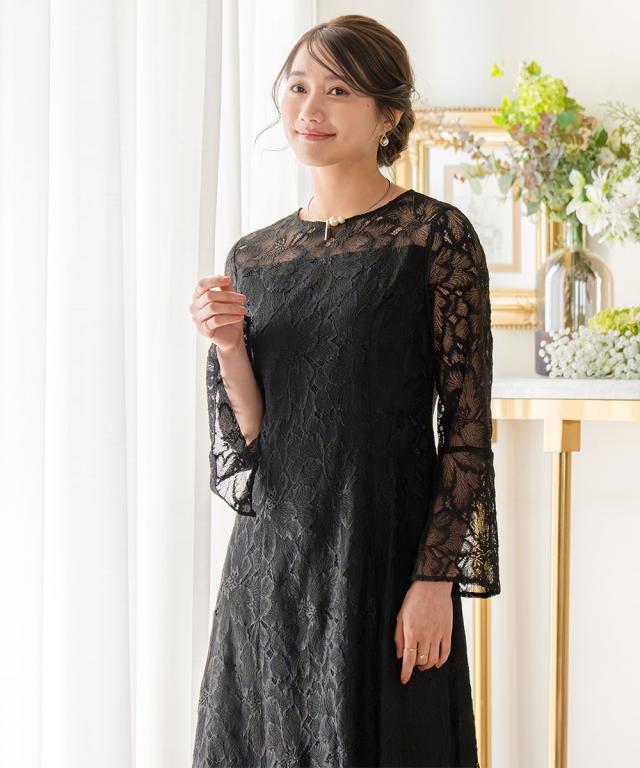 パーティドレス ワンピース レディース 結婚式 パーティー ドレス 花柄総 レース フレア 春 夏 秋 冬 二次会 披露宴 お呼ばれ | M/L | ニッセン nissen パーティドレス ワンピース レディース 結婚式 パーティー ドレス 花柄