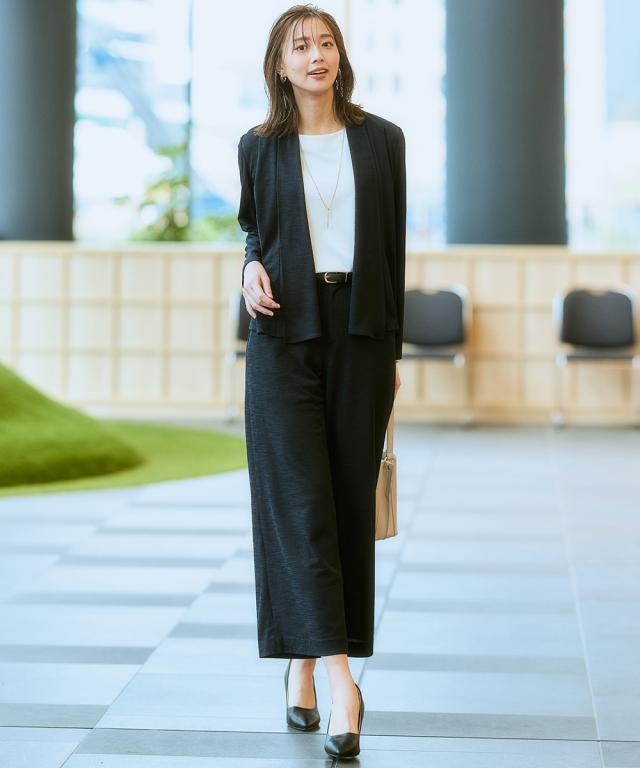 L／パンツスーツ テーラードジャケット 黒 うすカル 夏 L／パンツスーツ テーラードジャケット 黒 うすカル 夏 スーツ