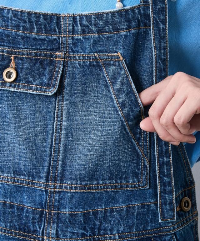 サロペット オールインワン オーバーオール レディース 綿100％ デニム