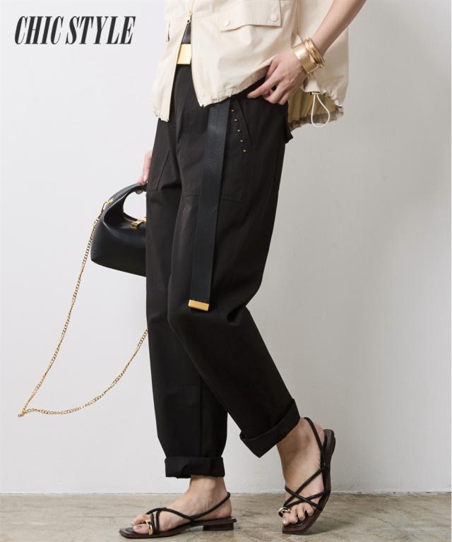 テーパードパンツ レディース 綿100％ ベイカー パンツ シックスタイル 春 夏 秋 美脚 ボトムス ズボン | M〜5L | ニッセン nissen