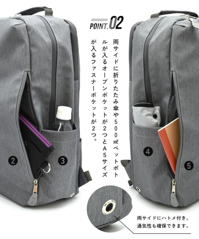 レディース anello GRANDE アネログランデ 15ポケットシンプルスクエア多機能 バック パック A4対応 PC 収納 春 夏 秋 冬 かばん かわいい ニッセン nissen_4