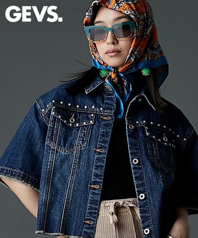 ジャケット アウター レディース 綿100％ スタッズ付 半袖 デニム GEVS. 夏 | 6L/8L/10L | ニッセン nissen