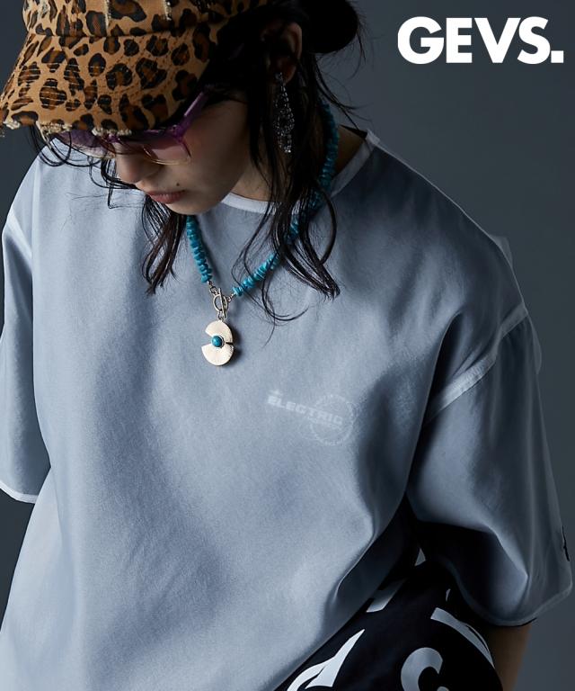 Tシャツ カットソー レディース 2点セット シアー ブラウス ＋ 綿100％ ロゴ プリント GEVS. 春 夏 秋 | 6L/8L/10L | ニッセン nissen