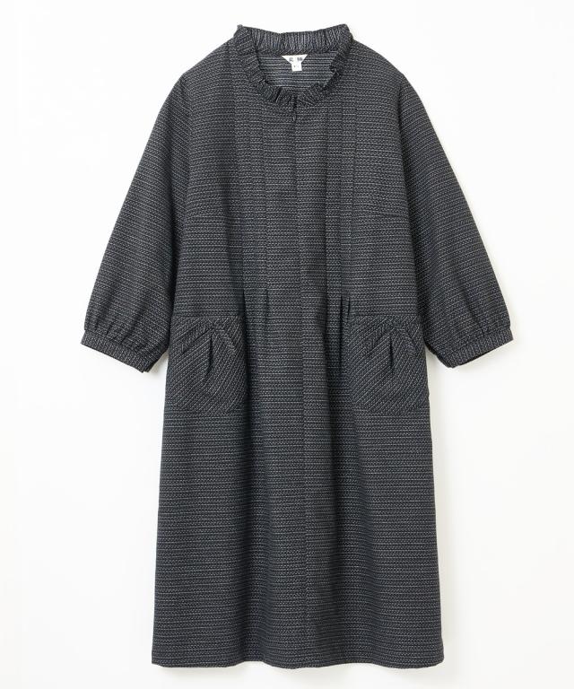 ワンピース ひざ丈 久留米織 チュニック アトランダム 秋 冬 | M〜L/LL〜3L | ニッセン nissen