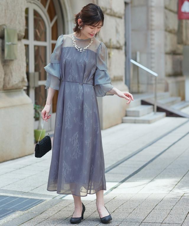 パーティドレス ワンピース レディース 結婚式 パーティー ドレス デザイン スリーブラメチュール 春 夏 秋 冬 二次会 披露宴 お呼ばれ | M/L | ニッセン nissen_2