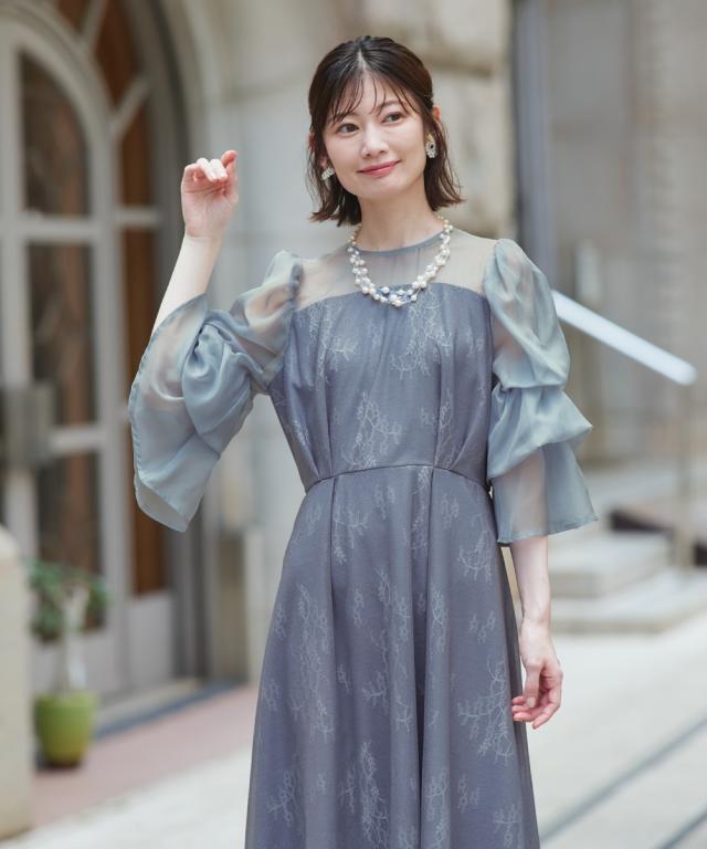 パーティドレス ワンピース レディース 結婚式 パーティー ドレス デザイン スリーブラメチュール 春 夏 秋 冬 二次会 披露宴 お呼ばれ | M/L | ニッセン nissen_5