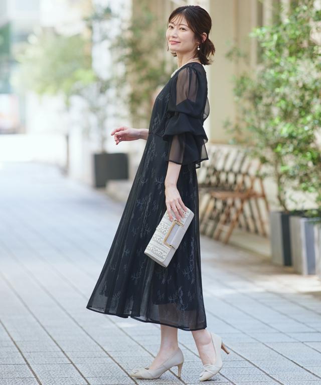 パーティドレス ワンピース レディース 結婚式 パーティー ドレス デザイン スリーブラメチュール 春 夏 秋 冬 二次会 披露宴 お呼ばれ | M/L | ニッセン nissen_7