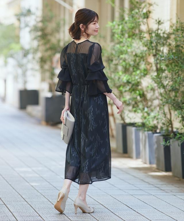 パーティドレス ワンピース レディース 結婚式 パーティー ドレス デザイン スリーブラメチュール 春 夏 秋 冬 二次会 披露宴 お呼ばれ | M/L | ニッセン nissen_8