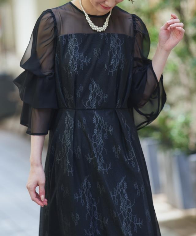 パーティドレス ワンピース レディース 結婚式 パーティー ドレス デザイン スリーブラメチュール 春 夏 秋 冬 二次会 披露宴 お呼ばれ | M/L | ニッセン nissen_10