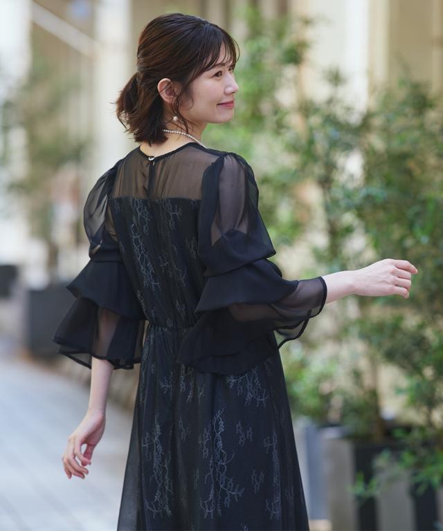 パーティドレス ワンピース レディース 結婚式 パーティー ドレス デザイン スリーブラメチュール 春 夏 秋 冬 二次会 披露宴 お呼ばれ | M/L | ニッセン nissen_11