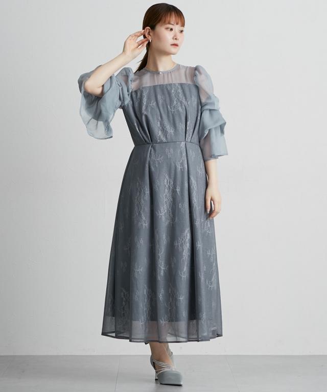 パーティドレス ワンピース レディース 結婚式 パーティー ドレス デザイン スリーブラメチュール 春 夏 秋 冬 二次会 披露宴 お呼ばれ | M/L | ニッセン nissen_15