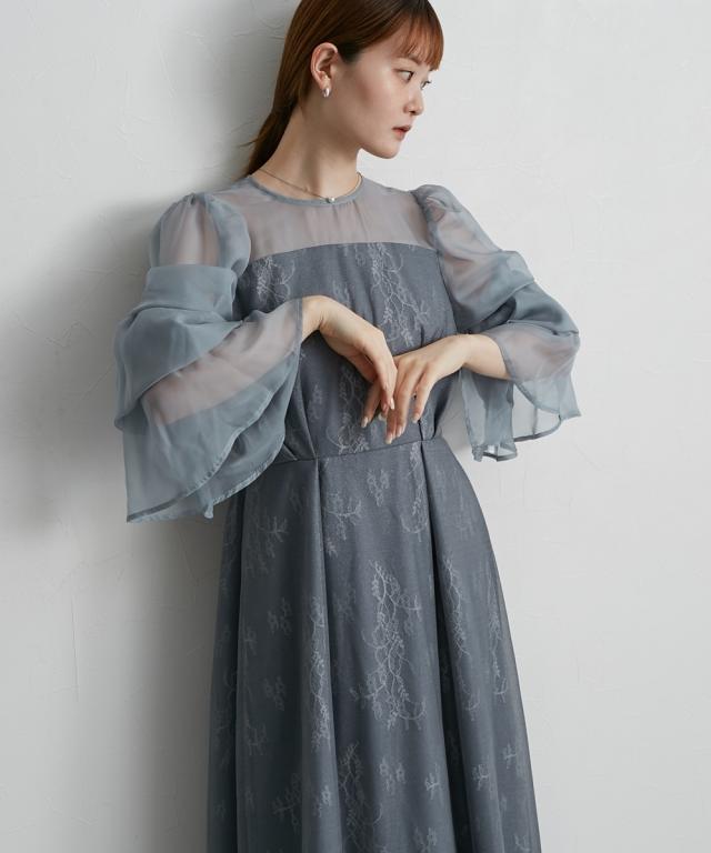 パーティドレス ワンピース レディース 結婚式 パーティー ドレス デザイン スリーブラメチュール 春 夏 秋 冬 二次会 披露宴 お呼ばれ | M/L | ニッセン nissen_17