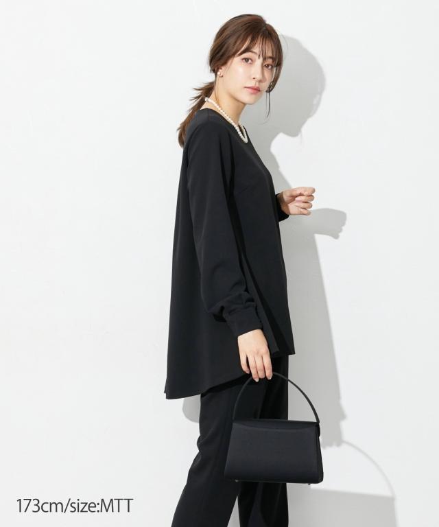 喪服 礼服 ブラックフォーマル トールサイズ レディース 高身長 カットジョーゼット セットアップ ブラウス ＋テーパード パンツ ウォッシャブル 形態安定_8