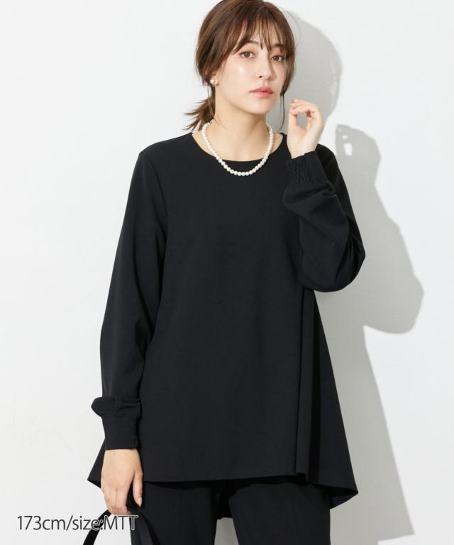 喪服 礼服 ブラックフォーマル トールサイズ レディース 高身長 カットジョーゼット セットアップ ブラウス ＋テーパード パンツ ウォッシャブル 形態安定_9