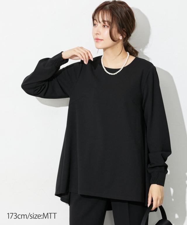 喪服 礼服 ブラックフォーマル トールサイズ レディース 高身長 カットジョーゼット セットアップ ブラウス ＋テーパード パンツ ウォッシャブル 形態安定_10