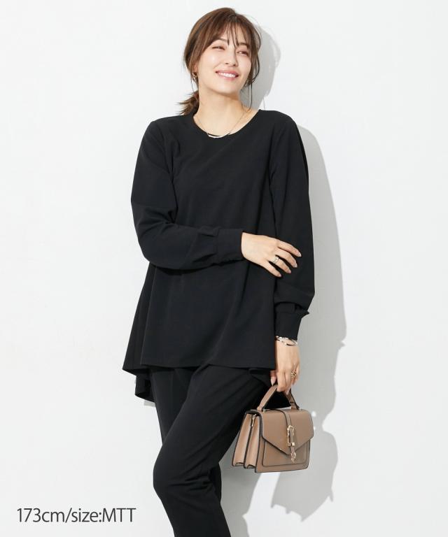 喪服 礼服 ブラックフォーマル トールサイズ レディース 高身長 カットジョーゼット セットアップ ブラウス ＋テーパード パンツ ウォッシャブル 形態安定_12