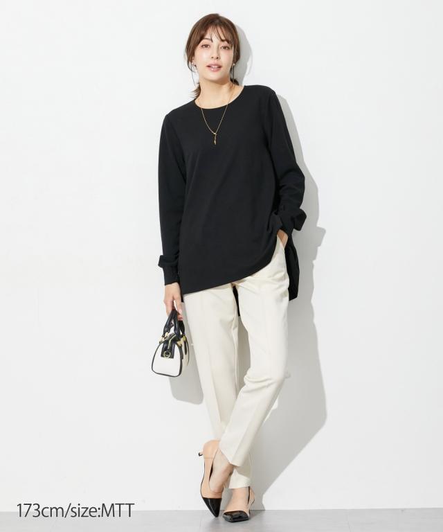 喪服 礼服 ブラックフォーマル トールサイズ レディース 高身長 カットジョーゼット セットアップ ブラウス ＋テーパード パンツ ウォッシャブル 形態安定_15