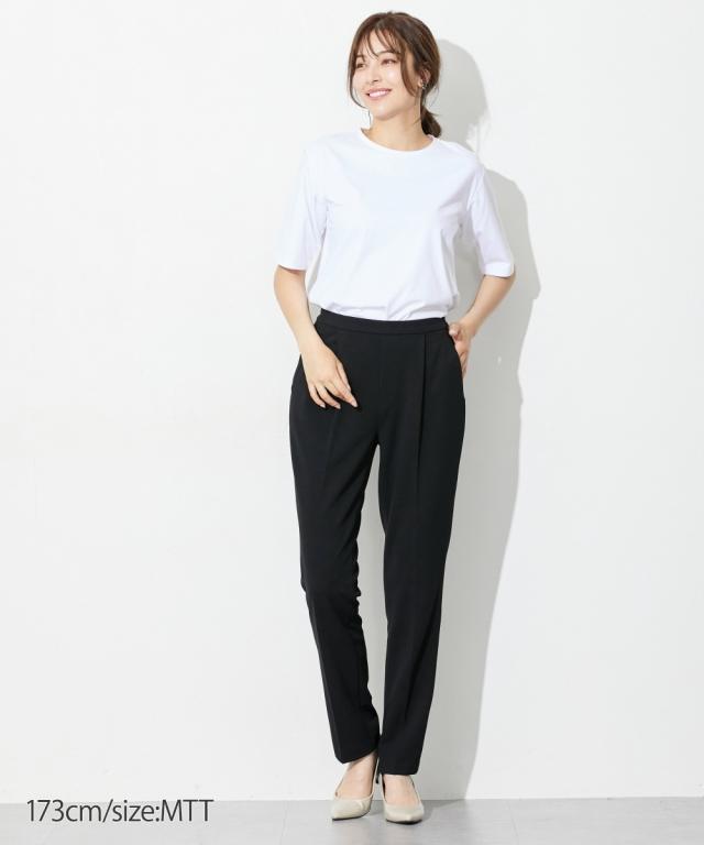 喪服 礼服 ブラックフォーマル トールサイズ レディース 高身長 カットジョーゼット セットアップ ブラウス ＋テーパード パンツ ウォッシャブル 形態安定_18