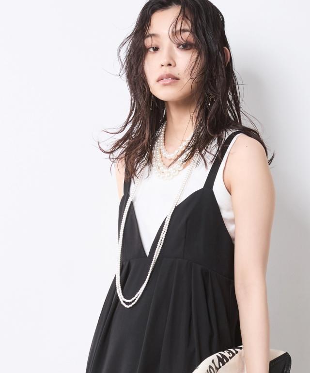 ワンピース ロング マキシ レディース タック キャミソール シック