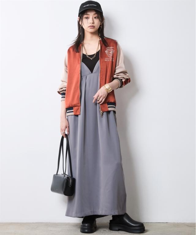 ワンピース ロング マキシ レディース タック キャミソール シック