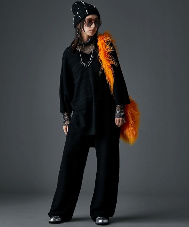 チュニック レディース Vネック ニット GEVS. 体型カバー お尻隠れる