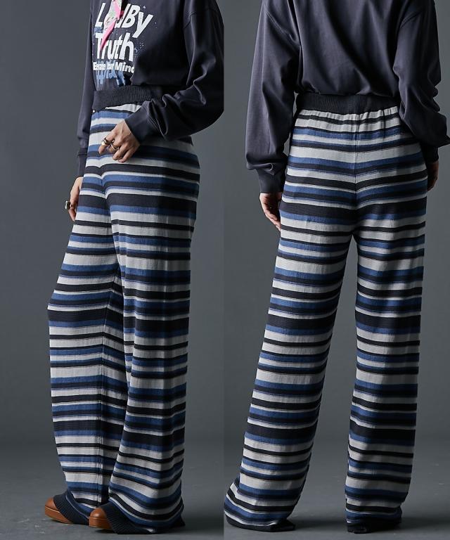 ストレートパンツ レディース ニット パンツ GEVS. 美脚 ボトムス