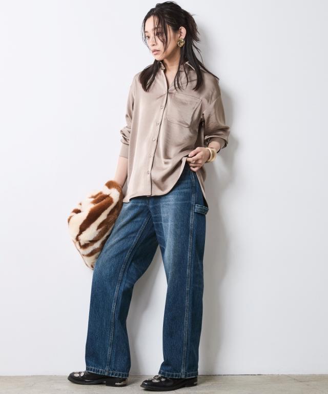 ストレートパンツ レディース 綿100％ ペインター デニム パンツ