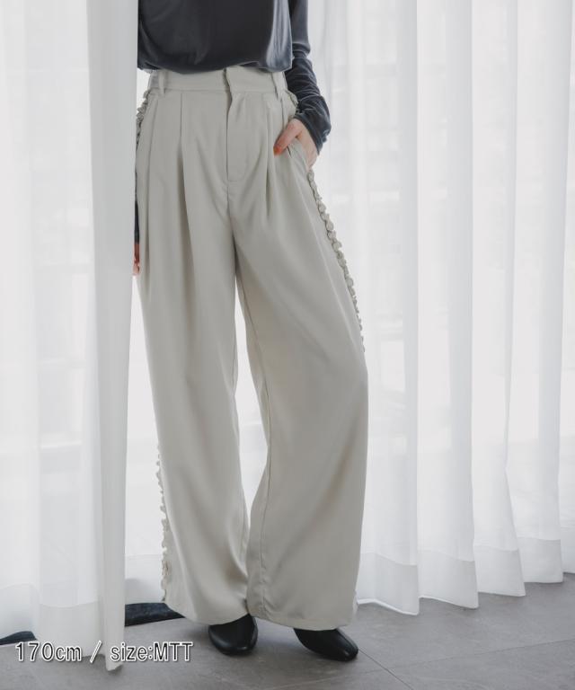 パンツ ワイド ストレート レディース セットアップ 花柄 プリント