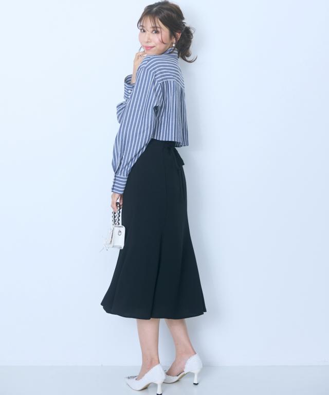 ワンピース ひざ丈 レディース 2点セット ストライプ シャツ ＋ marun