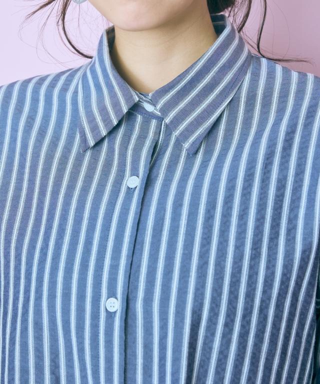 ワンピース ひざ丈 レディース 2点セット ストライプ シャツ ＋ marun