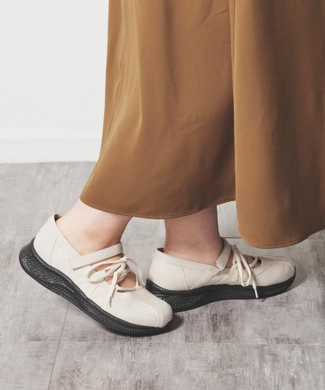 レディース ゆったり幅広 la farfa SHOES ラファーファ シューズ バレエ デザイン スニーカー ワイズ4E 春 夏 秋 冬 靴 | 25.0〜25.5cm | ニッセン nissen