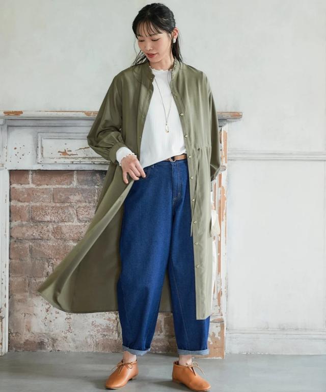 ワンピース ロング マキシ レディース フリルスタンド カラー ロング丈