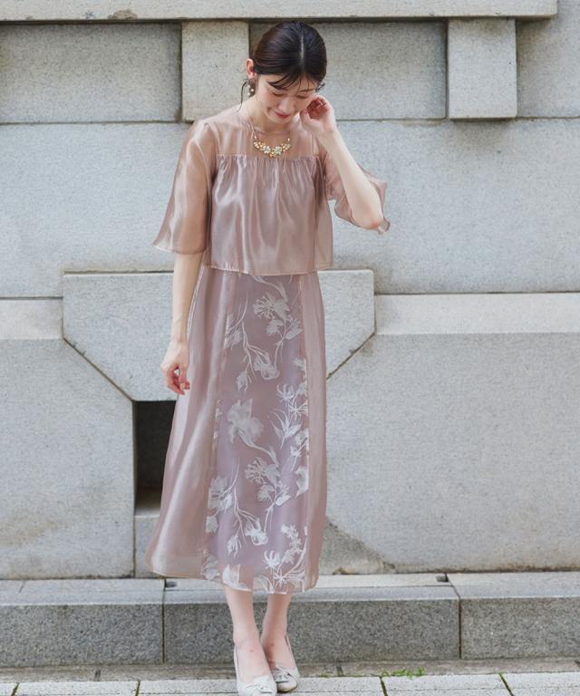 パーティドレス ワンピース レディース 結婚式 パーティー ドレス オーガンジー切り替え デザイン 春 夏 秋 冬 二次会 披露宴 お呼ばれ | M/L | ニッセン nissen_3