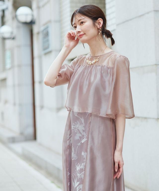 パーティドレス ワンピース レディース 結婚式 パーティー ドレス オーガンジー切り替え デザイン 春 夏 秋 冬 二次会 披露宴 お呼ばれ | M/L | ニッセン nissen_5