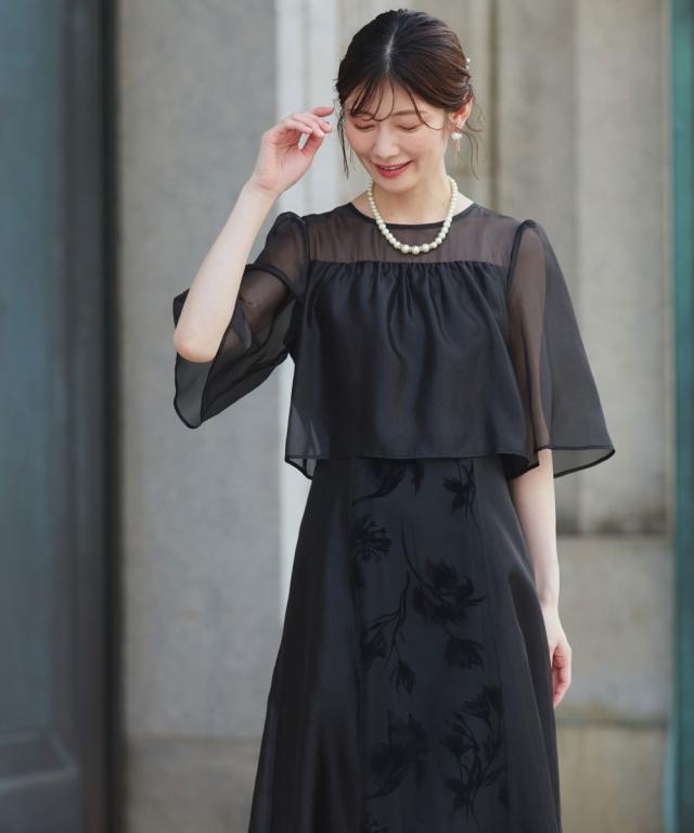 パーティドレス ワンピース レディース 結婚式 パーティー ドレス オーガンジー切り替え デザイン 春 夏 秋 冬 二次会 披露宴 お呼ばれ | M/L | ニッセン nissen_9