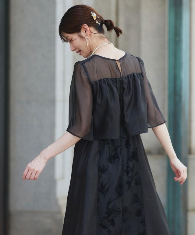 パーティドレス ワンピース レディース 結婚式 パーティー ドレス オーガンジー切り替え デザイン 春 夏 秋 冬 二次会 披露宴 お呼ばれ | M/L | ニッセン nissen_10