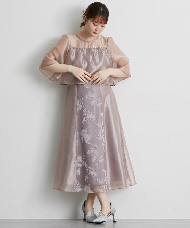 パーティドレス ワンピース レディース 結婚式 パーティー ドレス オーガンジー切り替え デザイン 春 夏 秋 冬 二次会 披露宴 お呼ばれ | M/L | ニッセン nissen_13