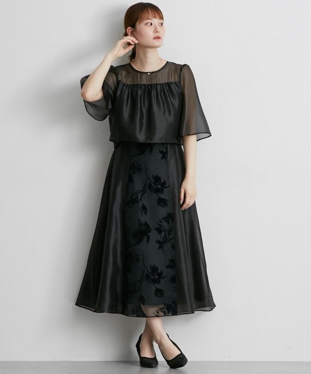 パーティドレス ワンピース レディース 結婚式 パーティー ドレス オーガンジー切り替え デザイン 春 夏 秋 冬 二次会 披露宴 お呼ばれ | M/L | ニッセン nissen_16