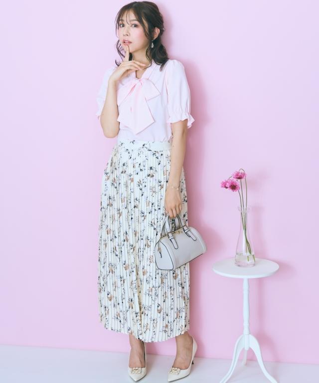 ロングスカート レディース 花柄 プリーツ スカート marun マキシスカート 長め ロンスカ | 6L/8L/10L | ニッセン nissen_3