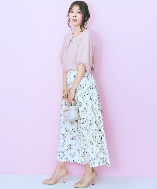 ロングスカート レディース 花柄 プリーツ スカート marun マキシスカート 長め ロンスカ | 6L/8L/10L | ニッセン nissen_4