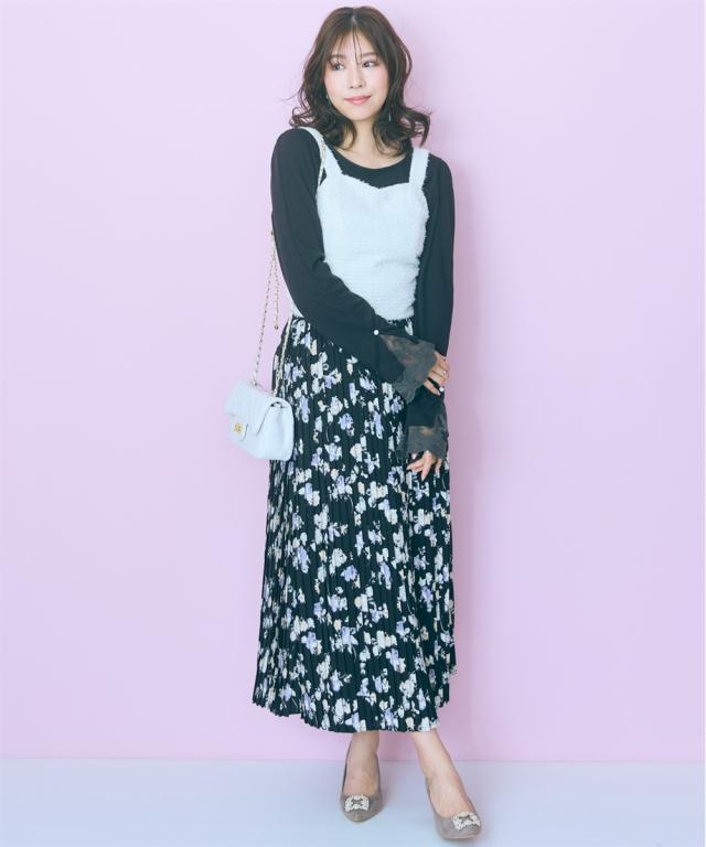 ロングスカート レディース 花柄 プリーツ スカート marun マキシスカート 長め ロンスカ | 6L/8L/10L | ニッセン nissen_10